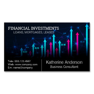 Stock Market Financial Graph  Magnetic Business Card