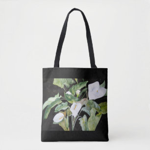 Stock market gannets in watercolor black bottom tote bag