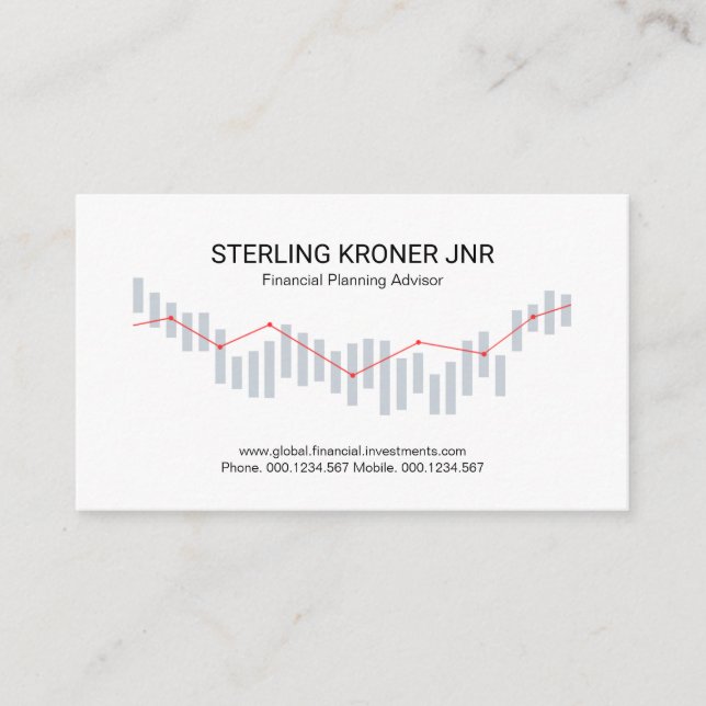 Stock Market Graph Financial Consultant Business Card (Front)