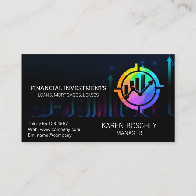 Stock Market Graph Money Chart Business Card (Front)