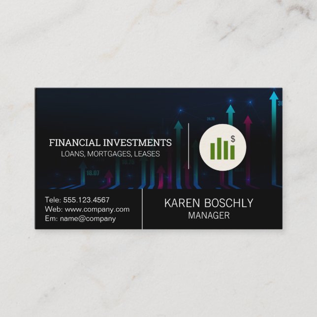 Stock Market Graph Money Chart Business Card (Front)