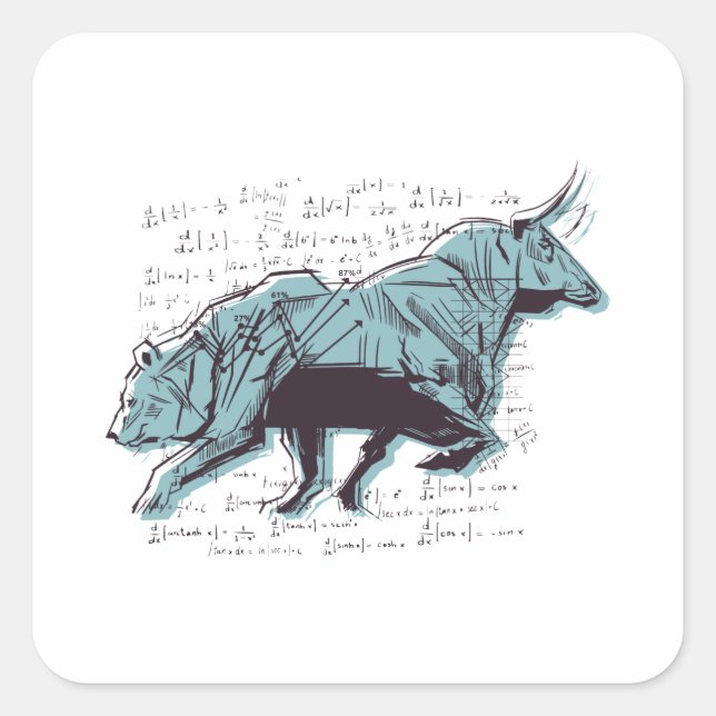 Stock market square sticker (Front)