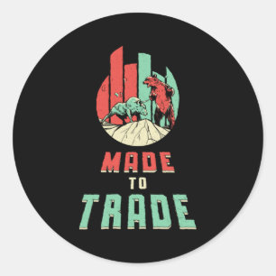 Stock Market Trading Investor Bear Bull Trader Classic Round Sticker