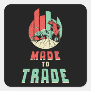 Stock Market Trading Investor Bear Bull Trader Square Sticker