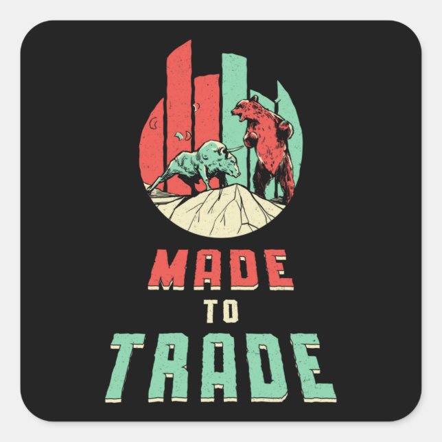 Stock Market Trading Investor Bear Bull Trader Square Sticker (Front)