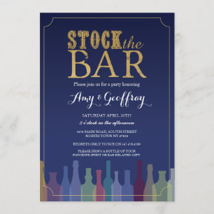 Stock The Bar Blue Party Engagement Couples Invite