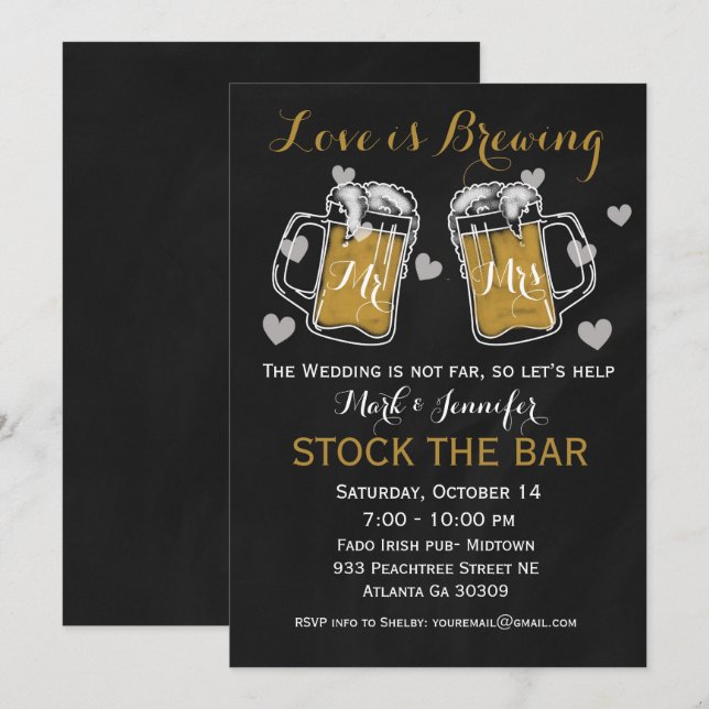 Stock the Bar Bridal Shower Invitation Couples (Front/Back)