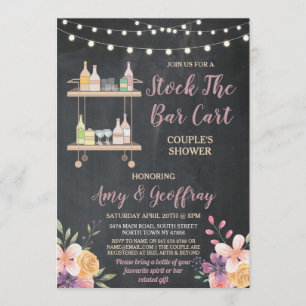 Stock The Bar Cart Party Couple's Shower Vintage Invitation