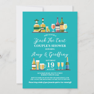 Stock The Bar Cart Party Engagement Couple Shower Invitation