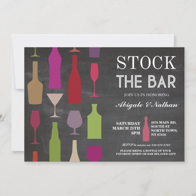 Stock The Bar Chalk Bottles Party Invitation (Front)