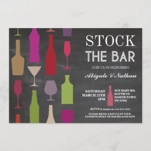 Stock The Bar Chalk Bottles Party Invitation