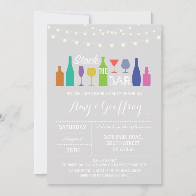 Stock The Bar Chalk Grey Engagement Invitation (Front)