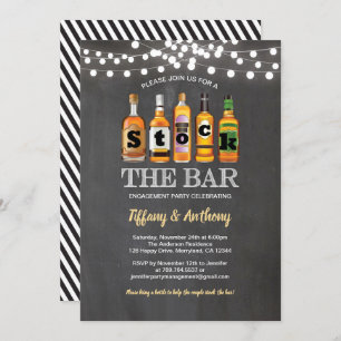 Stock the bar chalkboard engagement party invitation