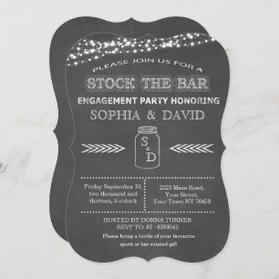Stock the Bar Chalkboard Mason Jar Engagement Invitation