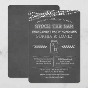 Stock the Bar Chalkboard Mason Jar Engagement Invitation