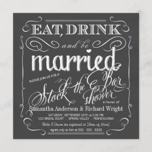 Stock the Bar Chalkboard Wedding Shower Invitation
