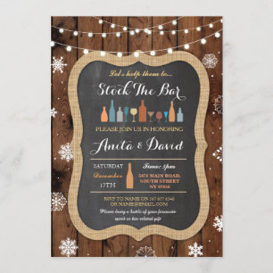 Stock The Bar Christmas Snowflake Wood Invitation