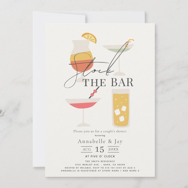 Stock the Bar Cocktail Couples Shower Invitation (Front)