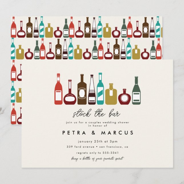Stock the Bar Couples Bridal Wedding Shower Invitation (Front/Back)