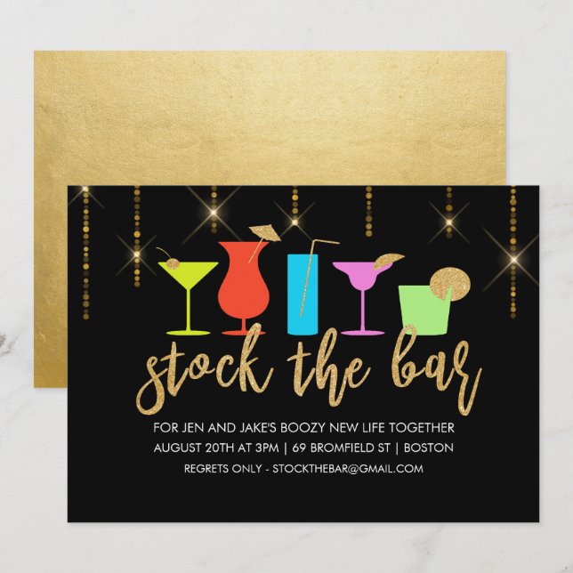 Stock the Bar Couples Coed Shower Invitation (Front/Back)