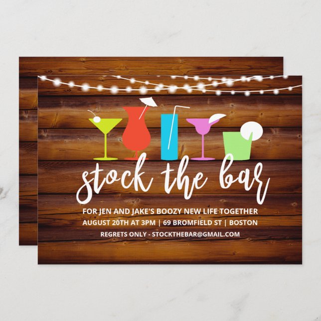 Stock the Bar Couples Coed Shower Invitation (Front/Back)