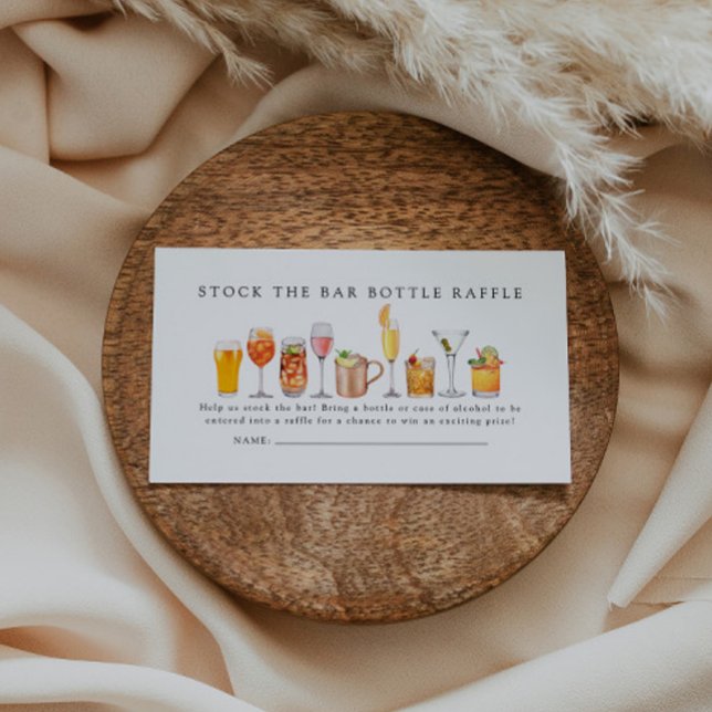 Stock The Bar Couples Shower Bottle Raffle Ticket Enclosure Card (Creator Uploaded)