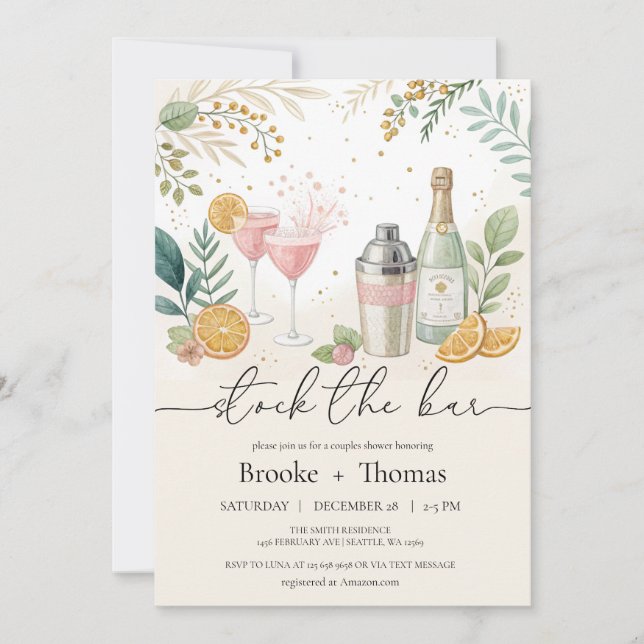 Stock the Bar Couple's Shower Invitation (Front)