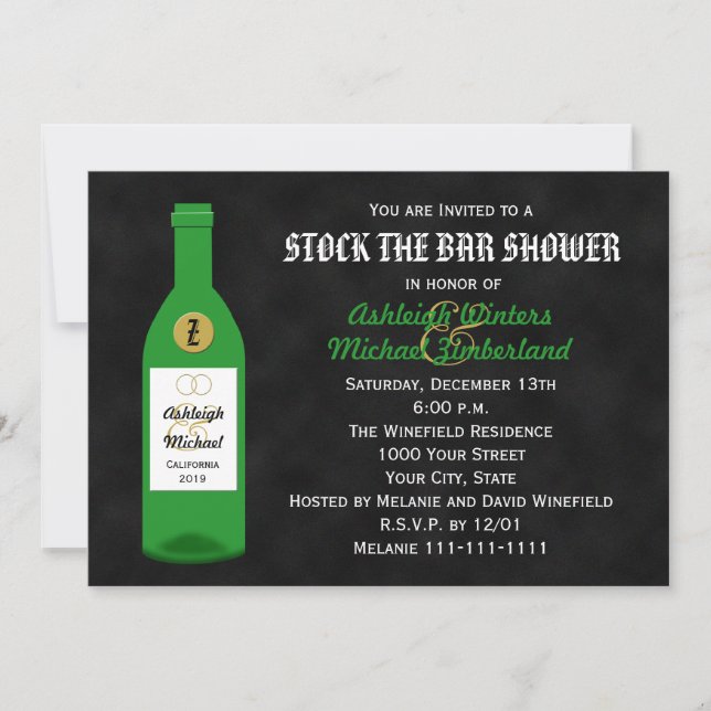 Stock the Bar Couples Shower Invitation Chalkboard (Front)