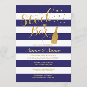 Stock The Bar Couples Shower Party Stripe Invite