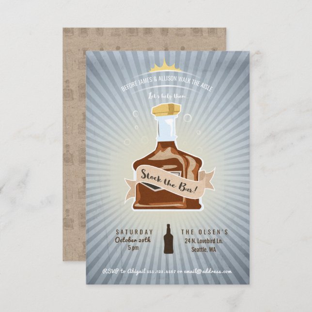 Stock the Bar Couple's Wedding Shower Invitation (Front/Back)