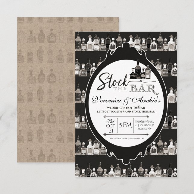 Stock the Bar Couple's Wedding Shower Invitation (Front/Back)