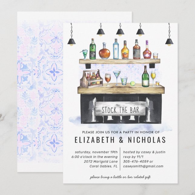 Stock the Bar | Couples Wedding Shower Invitation (Front/Back)