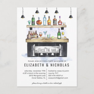 Stock the Bar   Couples Wedding Shower Invitation Postcard