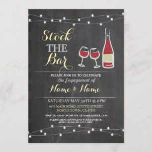 Stock The Bar Engagement Couple's Wine Chalk Invitation