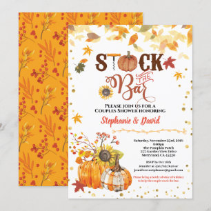 Stock the bar fall pumpkin couples housewarming invitation