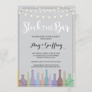 Stock The Bar Gray Party Engagement Couples Invite