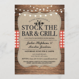 Stock The Bar & Grill Rustic Couple's Shower Invitation