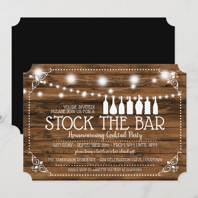 Stock the Bar Housewarming Cocktail Party Invitation (Front/Back)