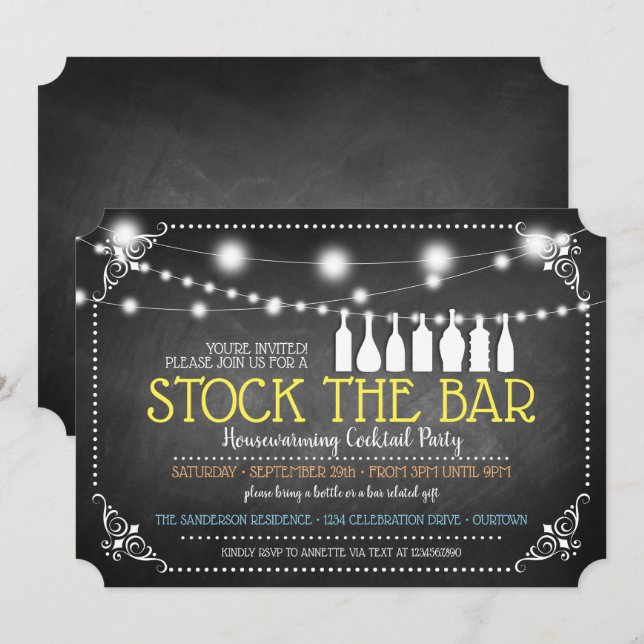 Stock the Bar Housewarming Cocktail Party Invitation (Front/Back)