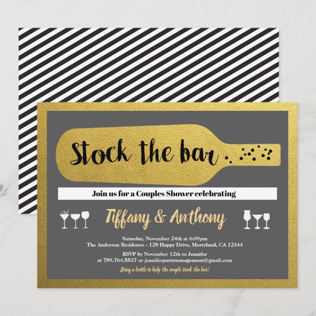 Stock the bar invitation couples shower invitation (Front/Back)