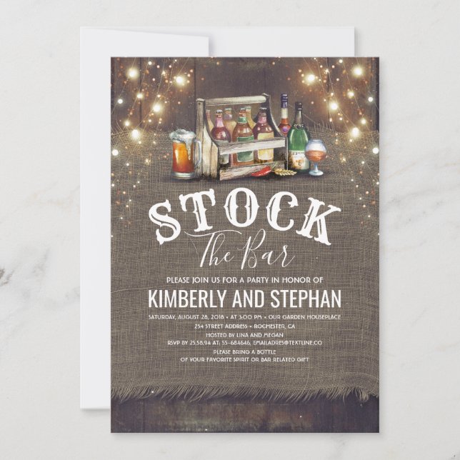 Stock The Bar Invitations Rustic Couples Shower (Front)