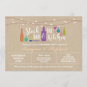 Stock The Bar & Kitchen Engagement Couples ≈ Invitation