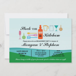 Stock The Bar & Kitchen Engagement Lakes Invitation
