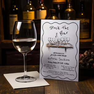 Stock the Bar line art Bridal Couples Shower Invitation