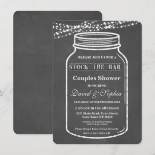 Stock the Bar Mason Jar Chalk Couples Shower Invitation