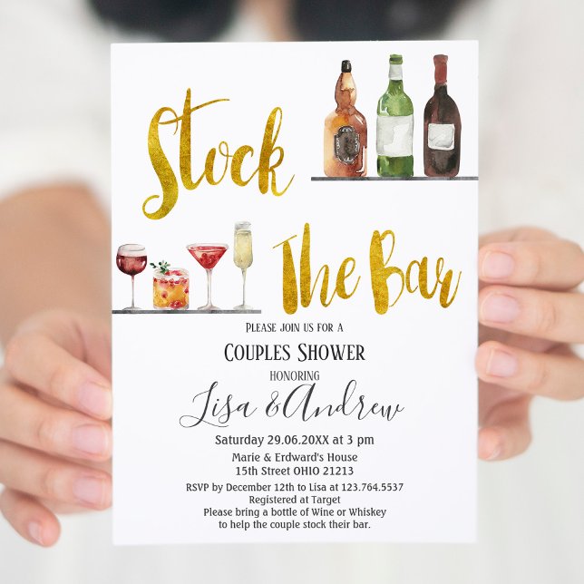Stock The Bar Party Couple's Shower Christmas  Invitation (Creator Uploaded)