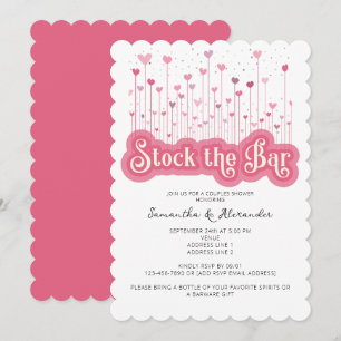 Stock the Bar Pink Chic Couples Coed Bridal Shower Invitation