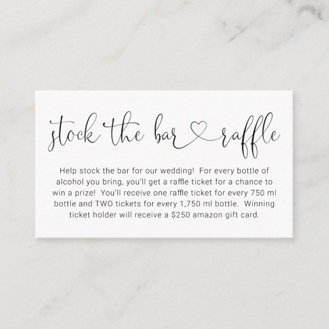 Stock the Bar Raffle Card Bridal Shower Invitation (Front)