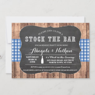 Stock The Bar Rustic Blue Engagement Invitation