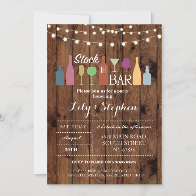 Stock The Bar Rustic Party Engagement Invitation (Front)
